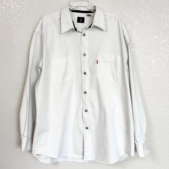 Vintage Levi's Red Tab Denim Shirt XL White Button Up 90s Y2K Normcore Revival - Picture 2 of 9